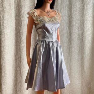 NWT Vintage 90s Recollections Lavender Metallic Saloon Dress Sequin Lace Size M